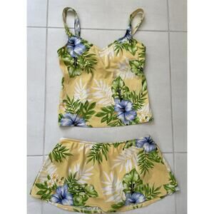 Jantzen Swim Bikini Swimsuit Multicolor Floral Swimskirt FLAW